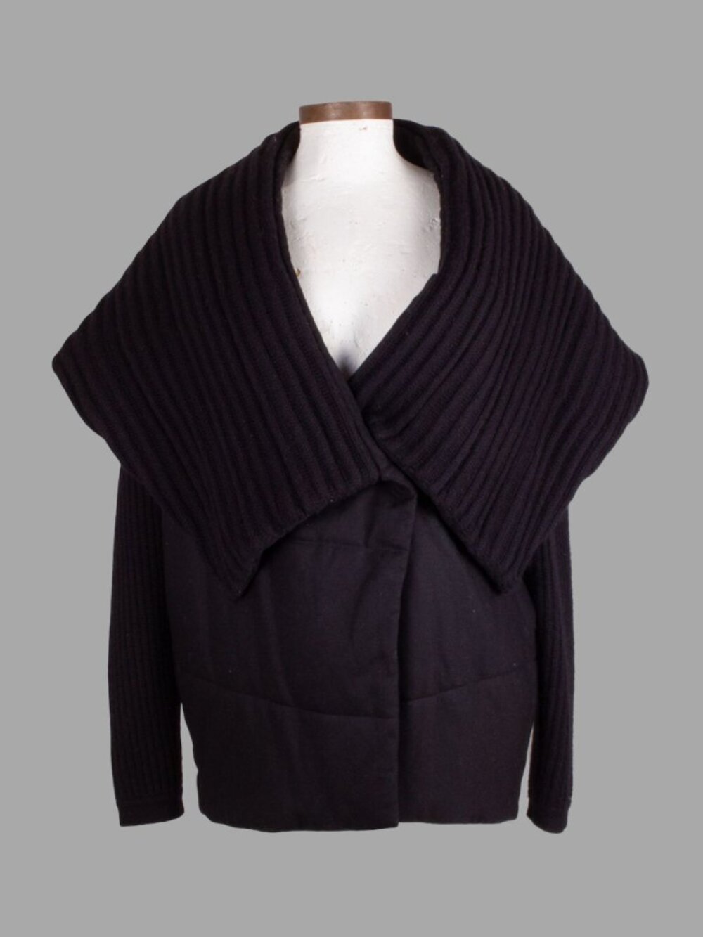 TSE Black Cashmere Wide Collar Padded Jacket Sz US 6 Coat